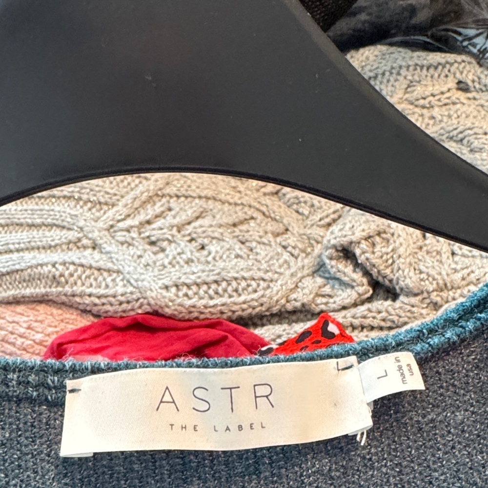 ASTR V-Neck Sweater in Deep Teal - Picture 2 of 3